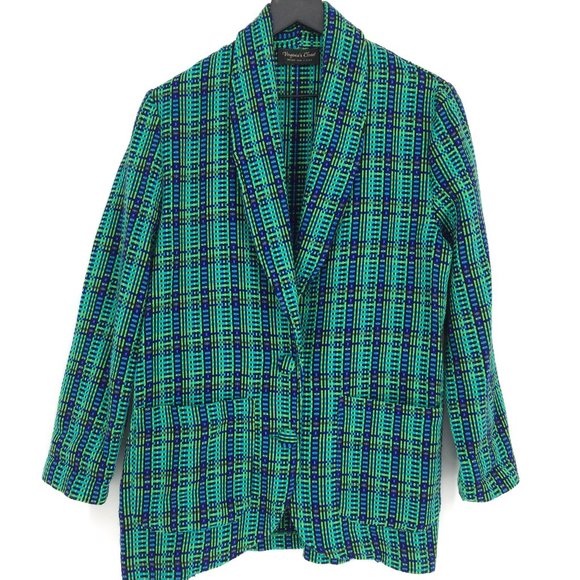 Vintage VIRGINIA'S CLOSET Green Plaid Blazer - Picture 1 of 8